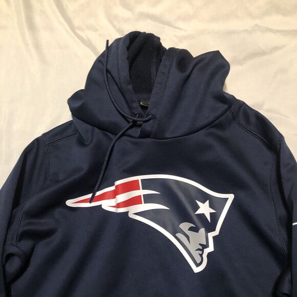 Nike New England Patriots Hoodie Mens Medium Blue DriFit NFL Football Pullover - Picture 3 of 9